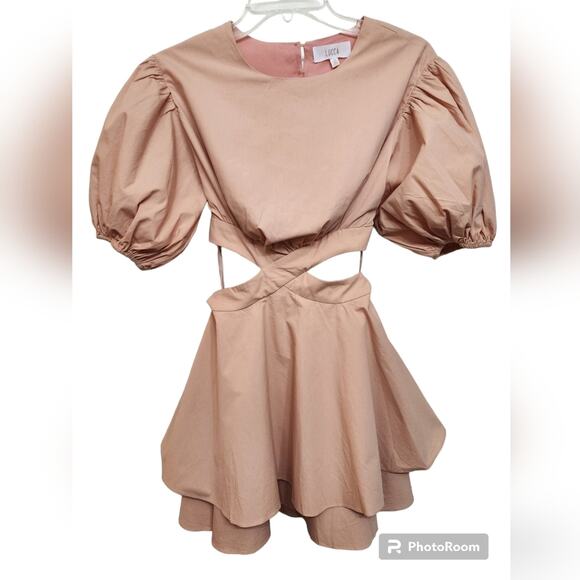 CLEARANCE! NWT Lucca Whitney Puff Sleeve Cutout Rodeo Dress, Coral, Size X-Small - Picture 4 of 13